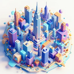 future city, abstract colorful kaleidoscope