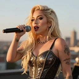 lady gaga play H quinn, volumetric lighting, beautiful, golden hour, sharp focus, ultra detailed, cgsociety