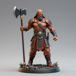 80mm resin detailed miniature of a Muscular Warrior, clothed in armor, battle axe, Product Introduction Photos, 4K, Full body