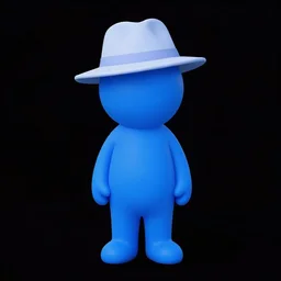 blue stickman with hat black background 8 k