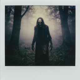 ominous cursed hyperrealistic gritty daguerreotype 1 9 8 4 polaroid cinestill of ghastly entity in haunted foggy forest, designed by wayne barlowe, beksinski, scp historical archives. david lynchian atmosphere. deep aesthetics of weirdcore