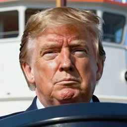 Donald trumps face as a tugboat