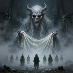 sinister manifestation of insomnia demon, ghoul, spirit ghost. mist, silk, teeth. by zdzisław beksinski, dariusz zawadzki, mariusz lewandowski, tom bagshaw, aeron alfrey, bernie wrightson, daarkenm, boris groh, tsutomu nihei and erik johansson