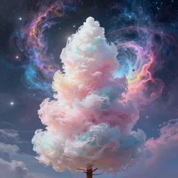 cotton candy tower, dreamy, ethereal, cosmic, majestic, interstellar, iridescent colored sky, vibrant, nebula, digital art, airbrush, intricate, epic, depth, artstation, highly detailed, stunning, octane render, 8k