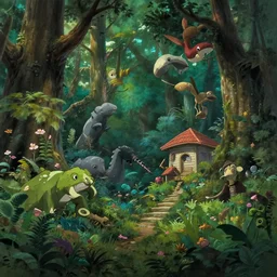 several natural biomes blend together here in a chaotic way, welcome to the forest of chaos, studio ghibli, pixar and disney animation, sharp, rendered in unreal engine 5, anime key art by greg rutkowski, bloom, dramatic lighting