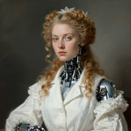 deepdream portrait of a female scientist who is also a robot, rococo style