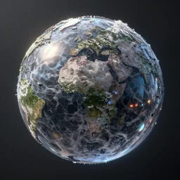 ultra realist octane render of a storm globe volumetric clouds tempest inside, reflection and refraction, symmetry accurate features, very intricate details, rainbow lighting, artstation