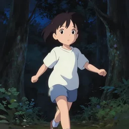 anime visual, portrait of a curious girl walking in a forest at night, night sky, very dark, ncute face by mamoru hosoda, ilya kuvshinov, yoh yoshinari, dynamic pose, dynamic perspective, rounded eyes, kyoani, smooth facial features, dramatic lighting