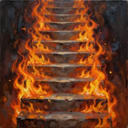 a painting of a sea of fire steps 30