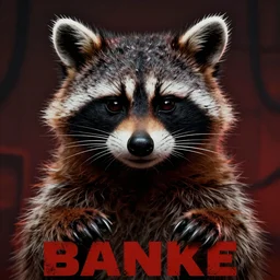 Propaganda poster of an evil raccoon