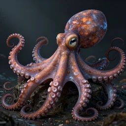a close up of an octopus's body and tentacles, a computer rendering by earnst haeckel, trending on zbrush central, neoplasticism, lovecraftian, zbrush, biomorphic, midjourney, dall - e, nightcafe