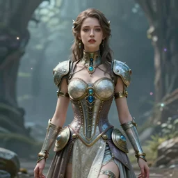 beautiful ethereal futuristic woman wearing a futuristic retro neosteampunk dress, featured on artstation, cgsociety, behance hd, background focus, fantasy, magic, realistic textured skin, clear clean, by lya kushinov, Avetetsuya Studios, Alexandra Fomina artstation, by Makoto Shinkai, digital 2D, matte painting