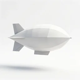 origami-style blimp, clean 3d render, octane render, isolated on a pure white background, centered, entire object in frame, sharp focus, soft studio lighting