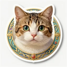 victo ngai cute cat sticker design, highly detailed, high quality, digital painting, by ross tran and studio ghibli and alphonse mucha, artgerm