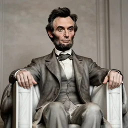 old photo of abraham lincoln holding a miniature elon musk