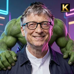 bill gates as the hulk, cyberpunk artstyle, trending on artstation, macro, intricate, vibrant, digital art, full portrait, hd, cinematic, ultra detailed, concept art, cinematic background, unreal engine 5, 8 k, 4 k