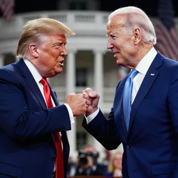 8k, dslr enhanced photo of Donald Trump punching Joe Biden