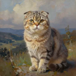 a scottish fold cat, expressive oil painting