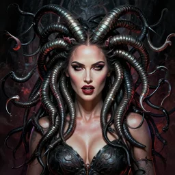 symmetry!! gantz portrait of megan fox as medusa, unholy, intricate, highly detailed, dynamic lighting, digital art, digital painting, artstation, terence nielsen, sharp focus, illustration, art by artgerm and greg rutkowski and moebius, 8 k