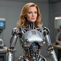animatronic Melissa McCarthy, exposed mechanics, photo, Stan Winston studios, detailed, 4k