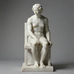 a sculpture of a person sitting on top of a chair, a marble sculpture by nicola samori, behance, neo - expressionism, marble sculpture, apocalypse art, made of mist 1 2 3 4 9. 5