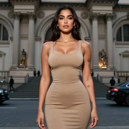 realistic photo of golden ratio bhad bhabie, tight fit, tattooed tone body, rim lighting, metropolitan museum, kodak, 8 k, very detailed, high resolution, esquire