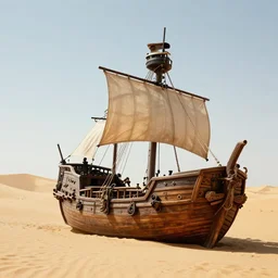 a pirate ship in the desert