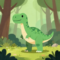 an illustration of a dinosaur 2 4 9 x in the woods, trending on artstation, central composition, very cartoon, shape focus, high detailed, by anton fadeev 3 2 iy