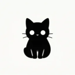 minimalist persian cat logotype, black and white, symmetry
