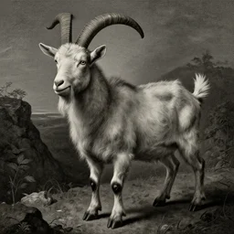 the wise goat, fantasy, h.p. Lovecraft, highly detailed, Francisco de Goya, HD, 8k,