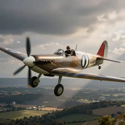 The Youtuber Tom Scott, flying a Spitfire plane