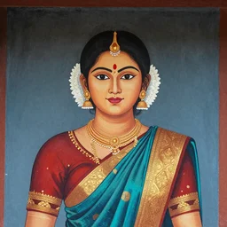 a portrait of an elegant lady, kerala mural