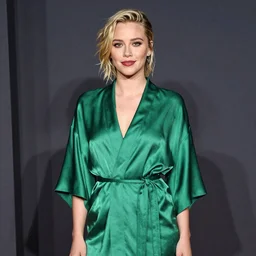 Kirsten Dunst in a green silk kimono