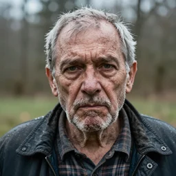 The weathered face of an old man who's grown tired of your stupid antics.