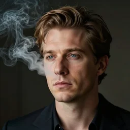 annie liebovitz photo of a man with a puff of smoke instead of his head