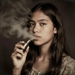 Daguerreotype of a Filipino girl vaping