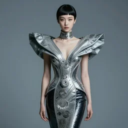 a bill henson portrait of a haute couture cyberpunk