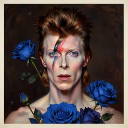 twin peaks poster art, portrait of david bowie mind is consumed by the blue rose, by michael whelan, rossetti bouguereau, artgerm, retro, nostalgic, old fashioned