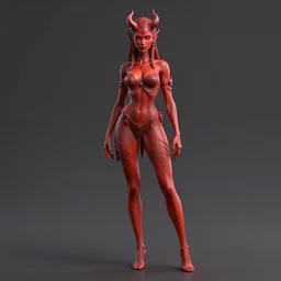 full length complex 3 d hyper realistic smooth ultra sharp render of a red skinned demoness | art by oh jinwook + 吵 集 仁 儿 on artstaion + takeshi obata + alphonse mucha + jim lee