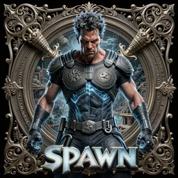 bruce campbell is al simmons in spawn, mixed media, angry, divine, x - ray, insanely detailed and intricate, hypermaximalist, elegant, ornate, hyper realistic, super detailed