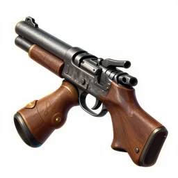 a gun, illustration of an object with handpainted textures, rpg game style, center, rim lights and glow, colorful, high depth and details