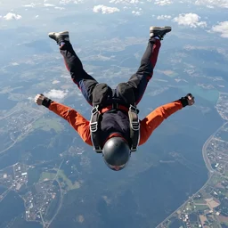 a top view of a skydiver falling back to earth, highly detailed, 8 k