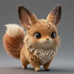 impossibly cute furry creature with large eyes, a big fluffy tail and large tufted ears in the style of Yoshitaka Amano, super detailed, intricate
