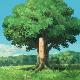 A tree that is made of human fingers, illustrated by Hayao Miyazaki