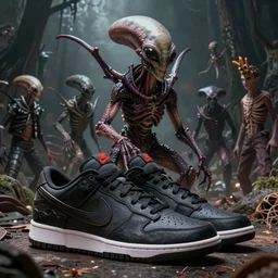demonic nikes, metapod alien, octane render, very sharp, maurice sendak, beksinski, quint buchholz, charlie bowater, pranckevicius