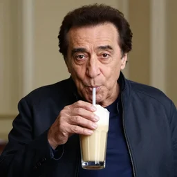 Danny Devito drinking a smoothee