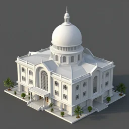 a detailed 3 d model of a building in jengki architecture style