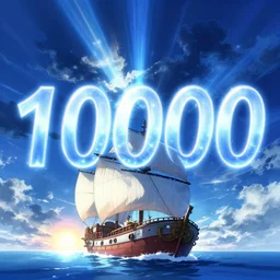 thousand sunny from one piece ship sailing, dynamic blue sky, storm sky, sun sunset, with blue light piercing through clouds, makoto shinkai, royal blue colors, lighting refraction, volumetric lighting, pixiv art, highly detailed, anime art, symmetrical, wlop, anime art