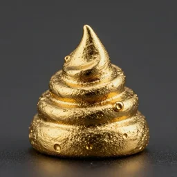 💩 poop emoji metallic, golden, macro 8 mm