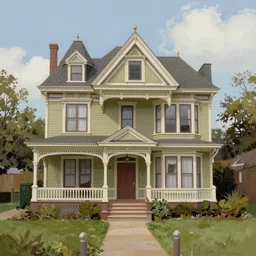 Victorian Style home, painting, trending on artstation